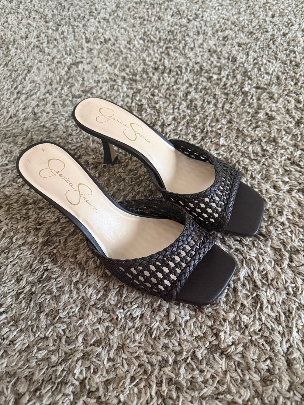 Jessica Simpson Brown Woven Slide Heels